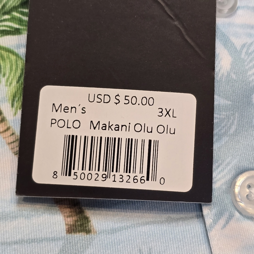 NWT Yatta Golf Makani Olu Olu Performance S/S Polo, Palm Tree AOP, Men's Sz 3XL - Picture 6 of 13